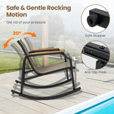 Tangkula 3 Piece Patio Rocking Bistro Set with Tempered Glass Coffee Table