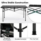 Tangkula Aluminum Folding Camping Table, Lightweight Roll-up Camp Table for 4-6 People with Large Tabletop & Carry Bag