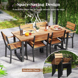 Tangkula Acacia Wood Patio Chairs Set of 6