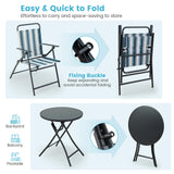 Tangkula 3 Piece Outdoor Folding Chair Set, 2 Folding Chairs with Folding Table