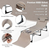 Tangkula Tanning Chair, Outdoor Folding Beach Lounge Chair with Face Hole