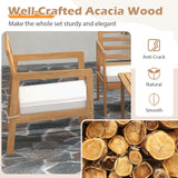 Tangkula 4 Piece Wood Patio Conversation Set, Patio Furniture Set w/Seat Cushions