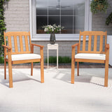 Tangkula Wooden Patio Chair Outdoor Dining Armchairs w/Soft Cushion & Breathable Backrest