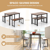 Tangkula 3-Piece Dining Table Set with Bench