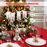 Tangkula Reindeer Candle Holder, Deer Christmas Ornament for 4 Candles, Aluminum Table Christmas Decoration for Tealight