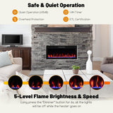 Tangkula 40 Inch Linear Electric Fireplace, Recessed & Wall-Mounted Fireplace Heater with Multi-Color Flame