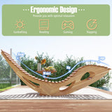 Tangkula Outdoor Chaise Lounge Chair, Acacia Wood Rocking Sun Lounger with Slatted Backrest and Seat