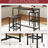 Tangkula 3 Piece Counter Height Bar Table Set