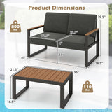 Tangkula 2 Piece Patio Aluminum Furniture Set(Gray)