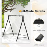 Tangkula Metal Swing Frame, Porch Swing Stand with Extra Side Bars, 5 Hanging Rings