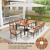 Tangkula 9 Piece Outdoor Patio Dining Set, Rectangular Dining Table & Chairs Set for 8 w/Acacia Wood Tabletop