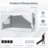 Tangkula 10x14 FT Pop Up Canopy, Outdoor Tent with 4 Sidewalls
