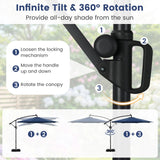 Tangkula 10 FT Solar Cantilever Patio Umbrella with Base