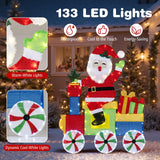 Tangkula Lighted Santa on Train Christmas Decoration with LED Lights