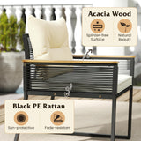 Tangkula Heavy Duty Outdoor Cushioned Conversation Set with Tempered Glass Coffee Table