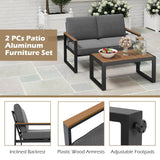 Tangkula 2 Piece Patio Aluminum Furniture Set(Gray)
