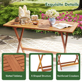 Tangkula Solid Wood Folding Bistro Table with Teak Painting
