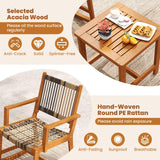 Tangkula 3 Piece  Acacia Wood Rocker Bistro Set