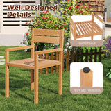 Tangkula Outdoor Teak Wood Chair with Slatted Seat & Backrest