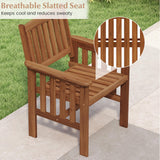Tangkula Patio Chairs Set of 2/4 Outdoor Solid Wood Chairs with Slatted Seat and Inclined Backrest