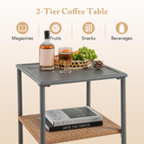 Tangkula 3 Pieces Corner Patio Furniture Set, PE Rattan L-Shaped Cushioned Sofa Set with Small Coffee Table