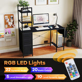 Tangkula Computer Desk with 2 Drawers & Open Shelves