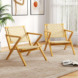 Tangkula Teak Wood Outdoor Dining Chair for Living Room