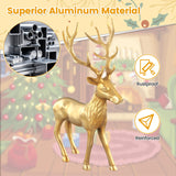 Tangkula Standing Reindeer Statue, Aluminum Deer Sculpture for Indoors, Christmas Reindeer Decor Statue for Home Office Shop School