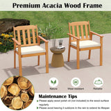 Tangkula Wooden Patio Chair Outdoor Dining Armchairs w/Soft Cushion & Breathable Backrest