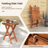 Tangkula 3-piece Outdoor Poplar Wood Rocking Bistro Set