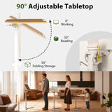 Tangkula Mobile Overbed Bedside Table with Wheels