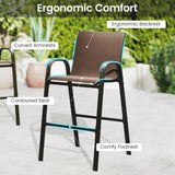 Tangkula 3 Piece Outdoor Bar Set Patio Bar Height Table & Armchairs with Footrest