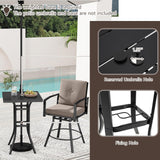 Tangkula 3 Pieces Patio Swivel Bar Set