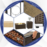 Tangkula 7 Pieces Patio Furniture Set with 32” Fire Pit Table and Propane Tank Cover