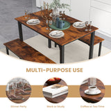 Tangkula 3-Piece Dining Table Set with Bench