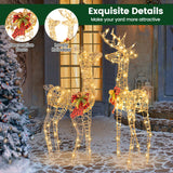 Tangkula 2 Pieces Lighted Christmas Reindeer Family Set with 230 LED Lights