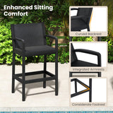 Tangkula 3 Pieces Patio Bar Set for Garden