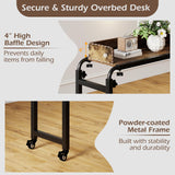 Tangkula Overbed Desk with Wheels Queen Size Mobile Bed Desk with Adjustable Height