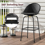 Tangkula Rattan Swivel Barstools Set