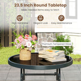 Tangkula 3 Piece Folding Bistro Set Patio Dining Furniture with Breathable Fabric Seat