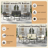 Tangkula Outdoor Conversation Set with Tempered Glass Coffee Table