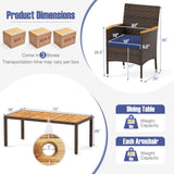 Tangkula 9 Pieces Patio PE Wicker Dining Set