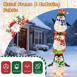 Tangkula Christmas Lighted Penguins Decoration with Warm White Lights and Cute Hats