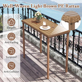 Tangkula Patio Bar Table, Heavy Duty Rectangle Metal Frame 48 Inches Outdoor Counter Height Table