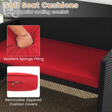 Tangkula 4 Pieces Patio Furniture Set with Tempered Glass Tabletop and Removable Cushion