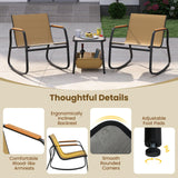 Tangkula 3 Piece Rocking Bistro Set Outdoor with Storage Basket