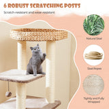 Tangkula 52 Inch Cattail Cat Tower with Sisal Scratching Posts