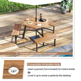 Tangkula 6 Person Acacia Wood Picnic Table