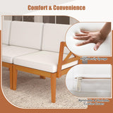 Tangkula 5/10 Pieces Acacia Wood Patio Furniture Set, Outdoor Sectional Conversation Set with Cushions