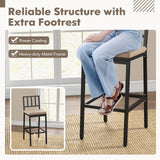 Tangkula Patio Bar Chairs, Heavy-Duty Metal Frame Bar Stools w/Backrest, Indoor Outdoor Barstools
